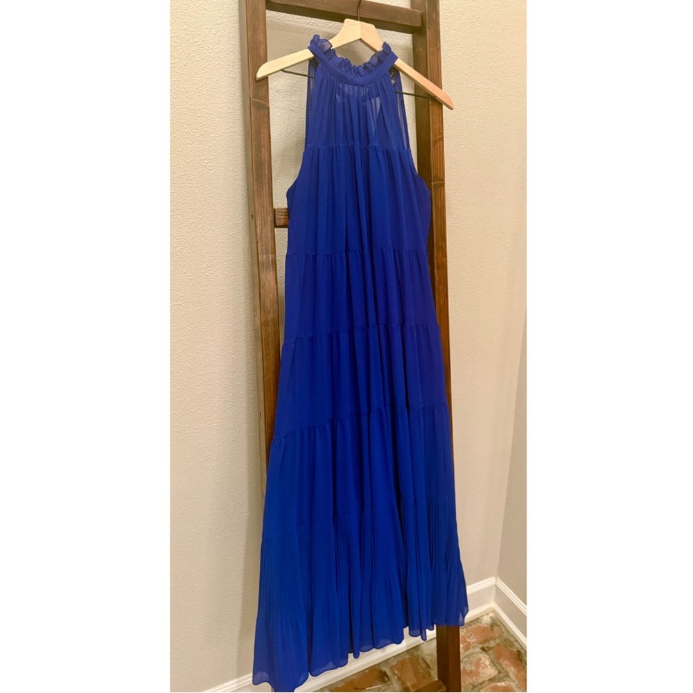Cobalt Blue Halter Tiered Maxi Dress | Size 12